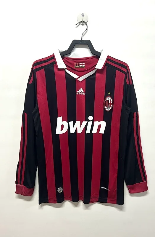 Camiseta AC Milan Manga Larga Local Manga Larga 2009/2010 retro foto 1