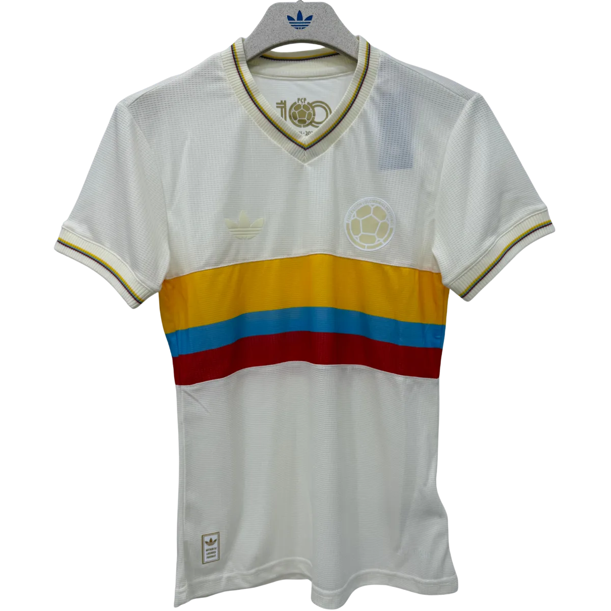 Camiseta Colombia 100 Años Blanca Mujer Versión Player - Women's Collection