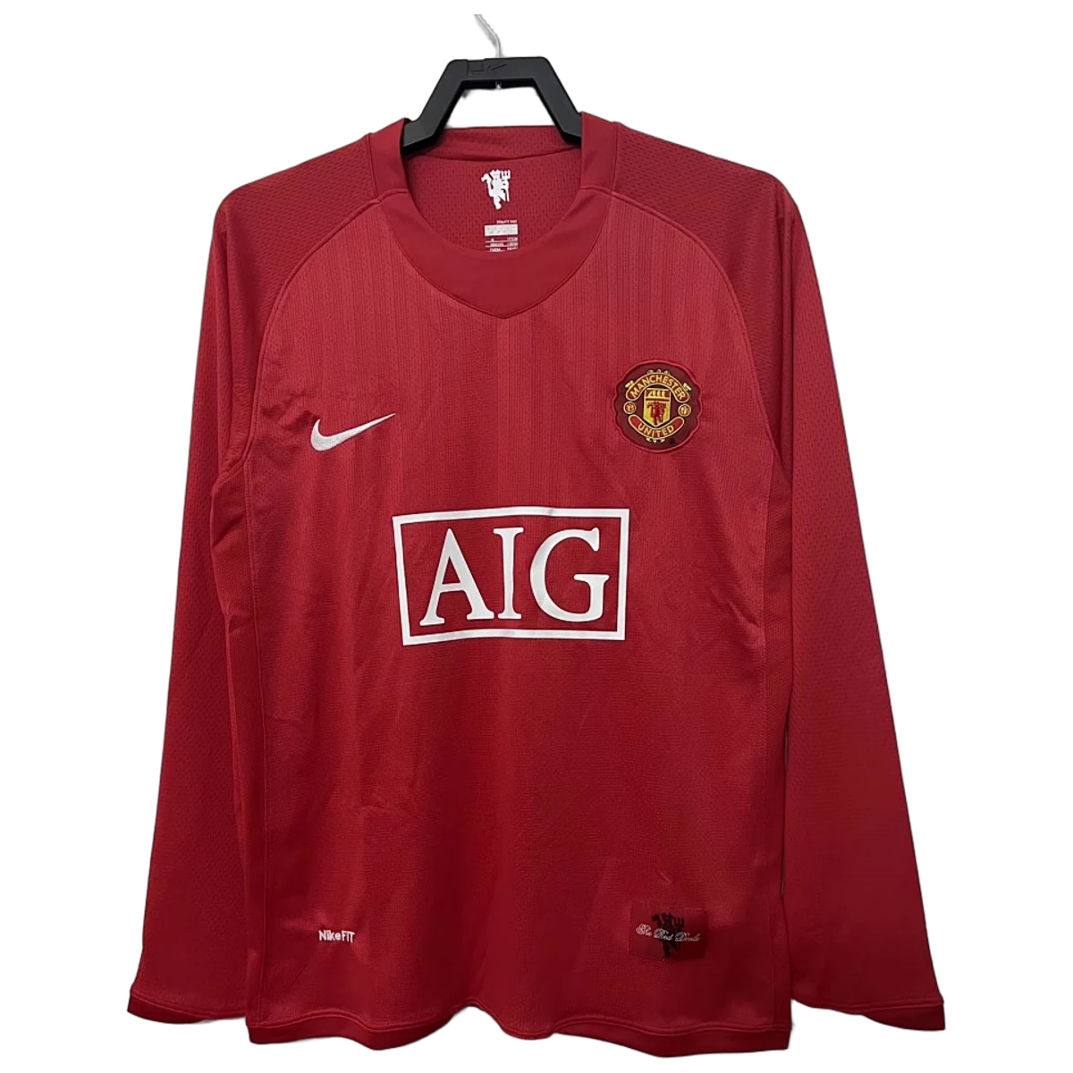 Camiseta Manchester United 2007-2008 Local Manga Larga Cristiano Ronaldo Retro - Retro